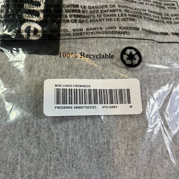 Supreme Box Logo Crewneck Heather Grey FW22 Size MEDIUM - Picture 7 of 9